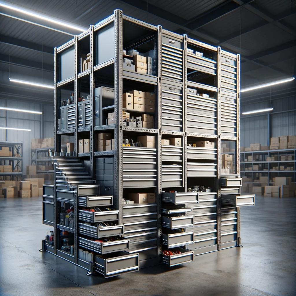 Industrial Storage Shelving with Drawers