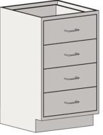 Illustration of an Eagle MHC Base Unit (22X18) featuring a seven-drawer cabinet. This rectangular design includes simple metal handles on each drawer, set against a plain white background.