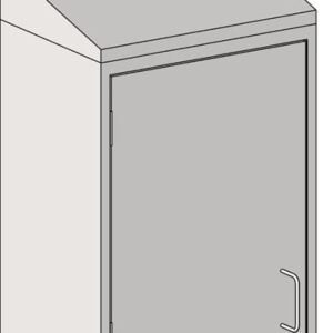 The Eagle MHC Wall Cabinet features a left-hinged door with a visible right-side handle, a sleek gray finish, and an elegant slope top in a 13X18 design.