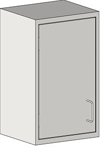 Eagle MHC Wall Cabinet with Lh Door features a simple rectangular design, handle and hinges on the left, shown in neutral tones. Its compact 13x18 dimensions allow versatile placement.