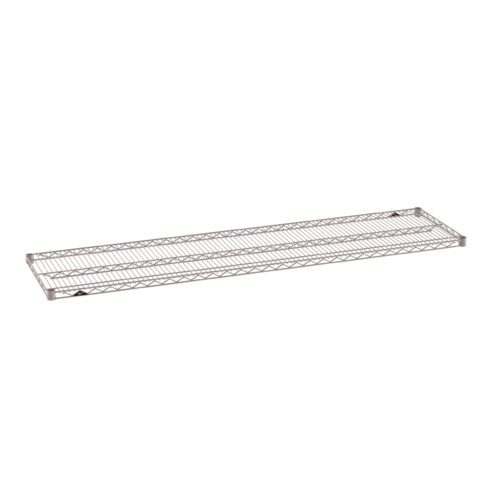 The Metro Super Erecta 1872NK4 Industrial Wire Shelf, measuring 18 x 72, features a minimalist metal wire grid design with a durable Metroseal Gray Epoxy coating, ideal for stylish and efficient storage.