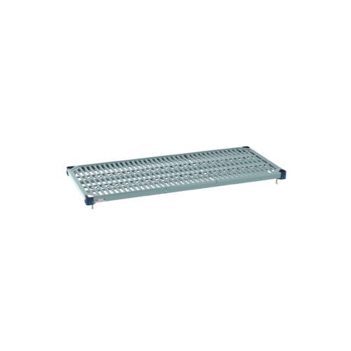 Introducing the MetroMax Q MQ2148G Plastic Industrial Shelf with Grid Mat, a 21 x 48 rectangular shelving unit featuring an industrial design.