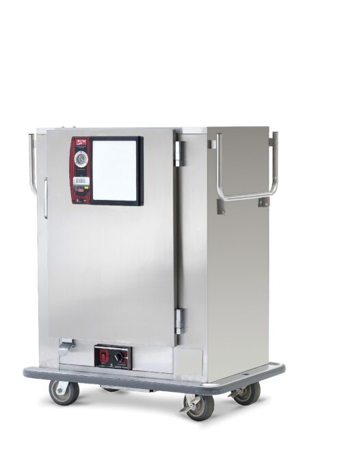 aj2k5xmvk2665gwvb82tio5czrhgvla3.jpg The Metro MBQ-72 One-Door Banquet Cabinet is a sleek stainless steel appliance on wheels with a digital control panel, sturdy door, and handle. Resembling an industrial oven, it runs on a Standard Electric Thermal System and is perfect for catering needs.