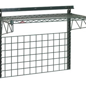The Metro SWK36-1 SmartWall Medium-Duty Wall Shelving Task Station includes a wire shelf and grid panel, ideal for tool organization. It features top mounting holes for easy installation, promoting efficient space management.