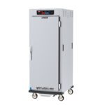 The Metro C599L-SFS-LA is a full-height, gray industrial cabinet with digital controls and four caster wheels for mobility. With lip load aluminum slides and a solid front door, its perfect for commercial kitchens. Operates efficiently on 120V, 60Hz, 1440W.