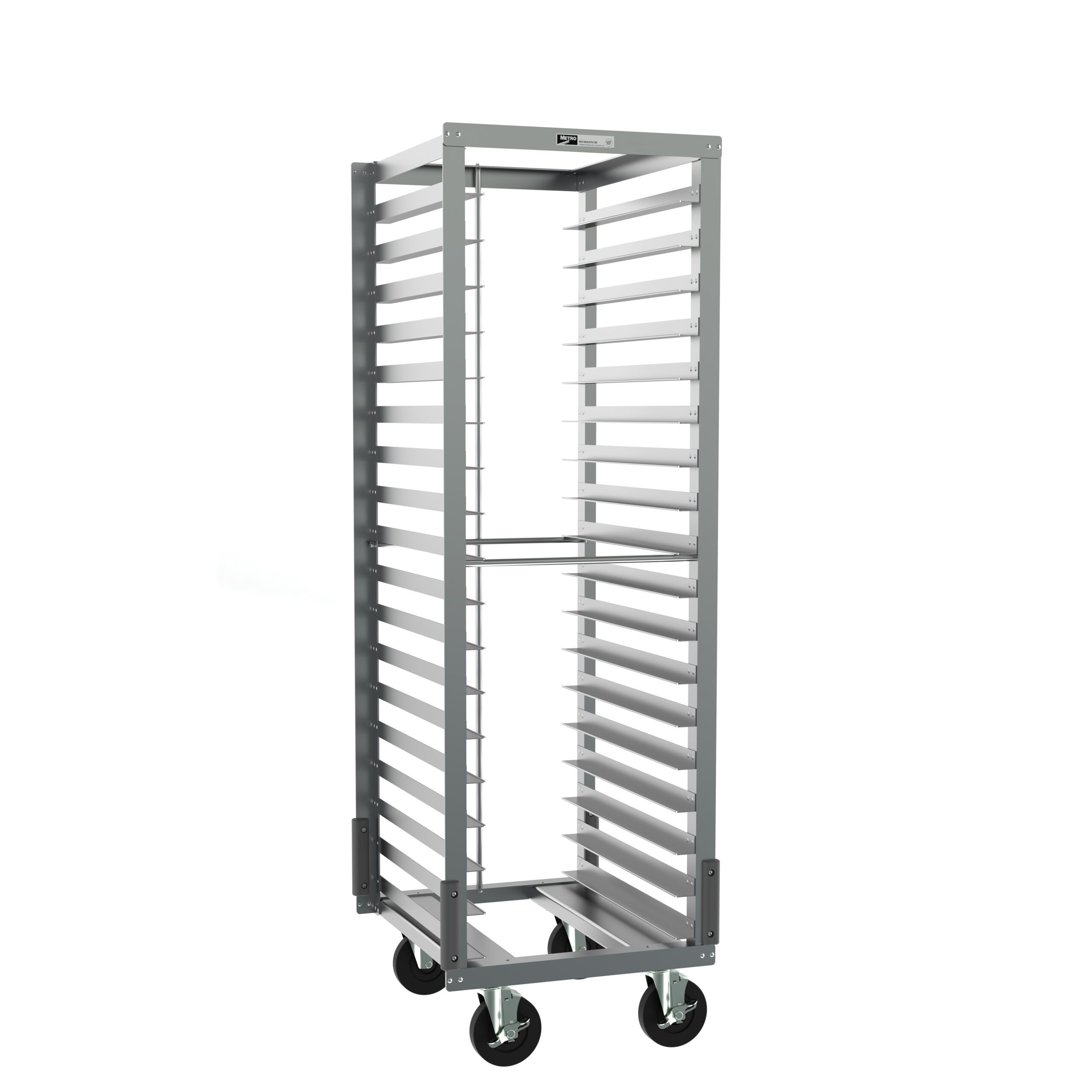 End-Load Pan Rack with Gray Corner Bumpers and Pan Stop, 3" Slide Spacing