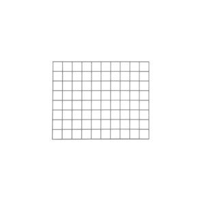 The rectangular grid, similar to a Metro WG2430K4 SmartWall Wire Grid in Metroseal Gray Epoxy, measures 24 by 30 and features 10 rows and 15 columns of squares on a crisp white background.