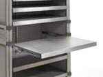 The Metro SXR2416FSQ-KD Starsys XD Solid Surface Shelving, Fixed, for Single Wide Cabinets is a metal server rack with multiple shelves, including a sliding rail pull-out. The empty rack is set against a plain white background.