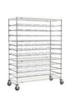 The Super Erecta CB13MDR266080S Mobile 13-Tier Agribusiness Drying Rack features open-grid stainless steel shelves for visibility and ventilation. Measuring 26 x 60 x 80, it aids in storage and organization across various settings.