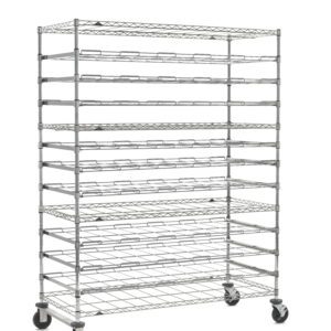 The Super Erecta CB13MDR266080S Mobile 13-Tier Agribusiness Drying Rack features open-grid stainless steel shelves for visibility and ventilation. Measuring 26 x 60 x 80, it aids in storage and organization across various settings.