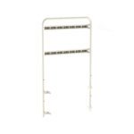 The Metro FL510 Flexline Overbridge with 2 Hanger Rails is a white metal bed grab bar featuring two horizontal support rails to help individuals get in and out of bed. It includes adjustable clamps for secure attachment to a bed frame.