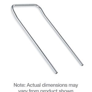 A Metro H4C Super Erecta One-Piece Handle, Chrome, 21, is displayed against a white background. This U-shaped bracket has two long arms joined by a curved top. A note underneath states, Note: Actual dimensions may vary from the product shown.