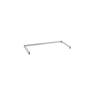 The Metro SF33N3C Super Erecta is a chrome 18 x 36 wall shelf bracket with a long horizontal bar and two shorter vertical supports, featuring a grid-like design suitable for mounting on walls to support shelves. The image has a white background.