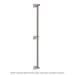 The Metro 13PDFK4 Super Erecta Wall Mount Post, with Metroseal Gray Epoxy and dimensions of 13 H, is a grey metal rod featuring mounting brackets at the top, middle, and bottom for vertical installation; note dimensions may vary from the product shown.