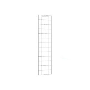 The Metro EP35C Super Erecta Enclosure Panel, sized 12.375 x 50.75, stands tall and narrow with a sleek chrome finish and minimalistic grid design against a white background.