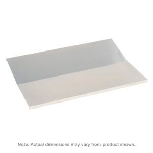 A Metro DCT2436N Pitched Aluminum Dust Cover sits bent on a white surface with the note: Note: Actual dimensions may vary from product shown.