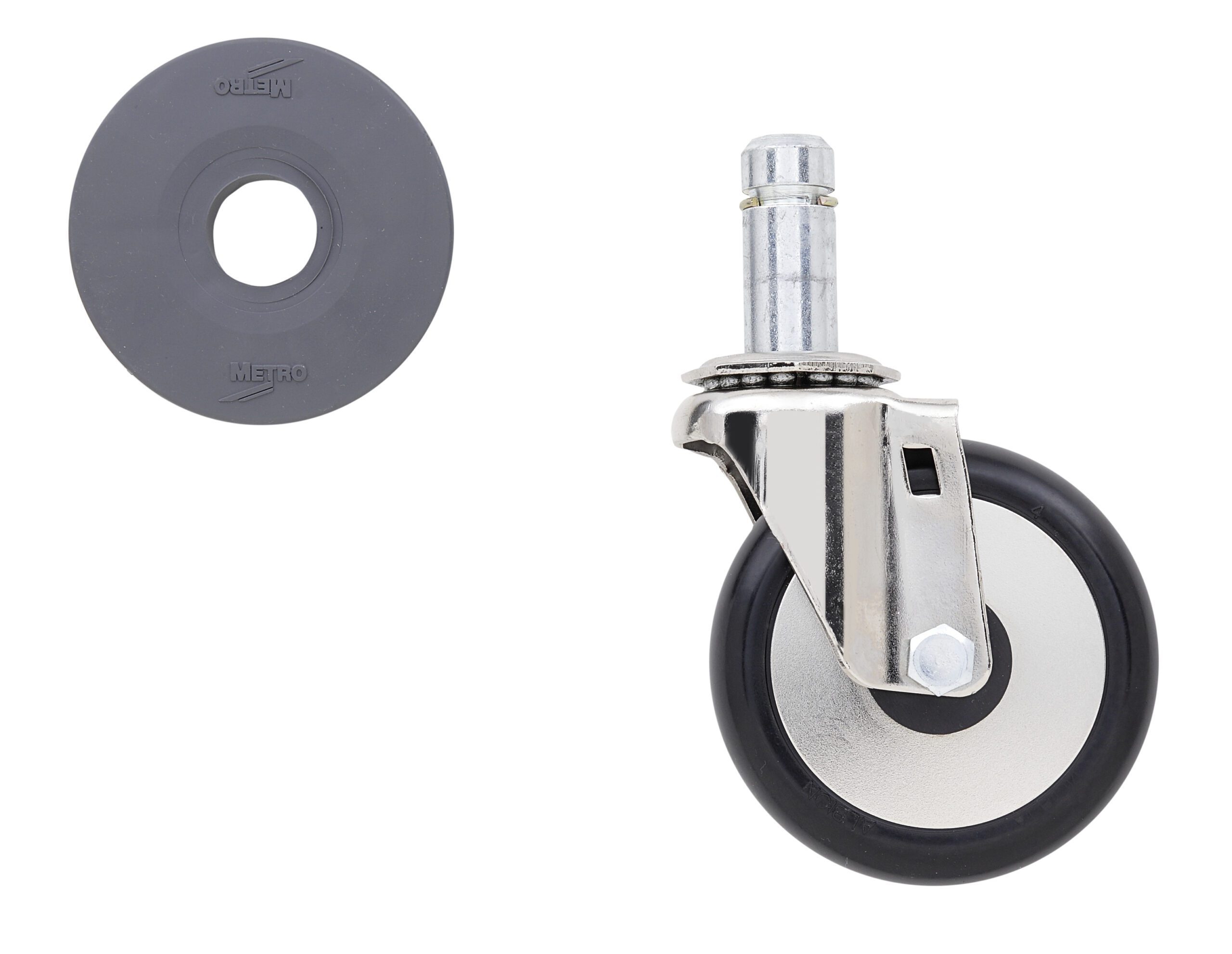 4" Resilient Rubber Swivel Stem Caster for Super Erecta Industrial Wire Shelving Racks