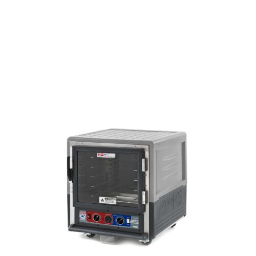 d7hom85kibst95fbc01g2u2gxpl7833s.jpg The Metro C533-CLFC-U-GY C5 3 Series is a gray insulated holding/proofing cabinet with a full-length clear door, universal wire, and 120V power. It features a control panel with knobs and indicators, perfect for undercounter installations with its sturdy design.