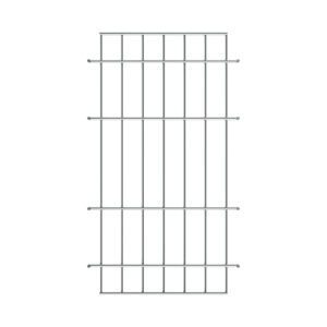 The Metro DDH24C-12 Super Erecta Horizontal Divider, Chrome, 12, features a chrome-finished rectangular metal grid design with five horizontal and multiple vertical bars, perfect for organizing or displaying items.