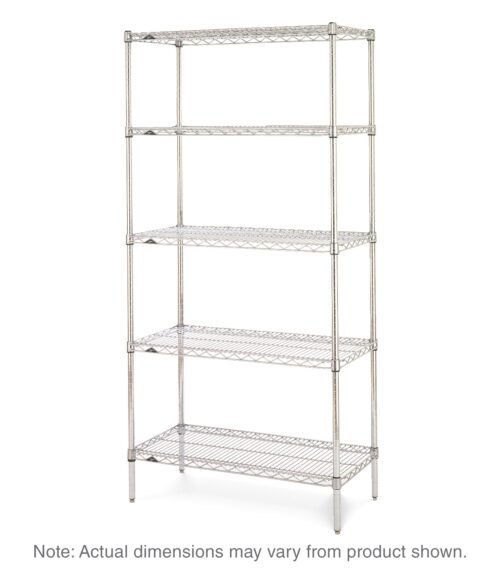 e42c1qcnoby5v6f9b9tj7pe3oabvvgaz.jpg The Metro 5N417C Super Erecta 5-Shelf Industrial Wire Shelving Starter Unit is a five-tier chrome unit with adjustable shelves on four legs, measuring 21 x 24 x 74, ideal for storage and organization. Note: Dimensions might differ from those stated.