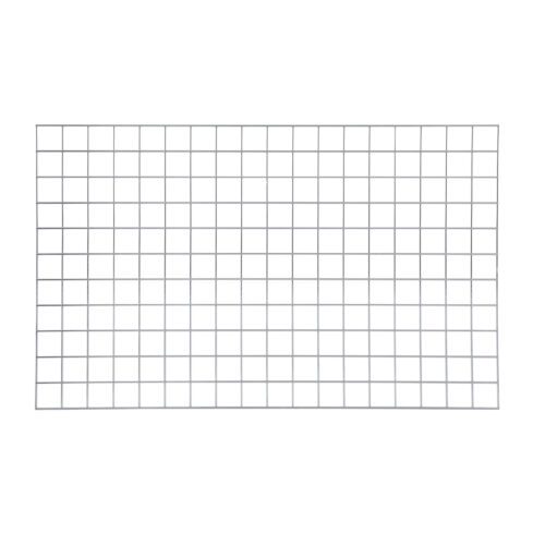 The Metro PBA-GPC SmartWall Wire Grid, Chrome, 33 x 54, features evenly spaced horizontal and vertical lines forming small squares against a white background.