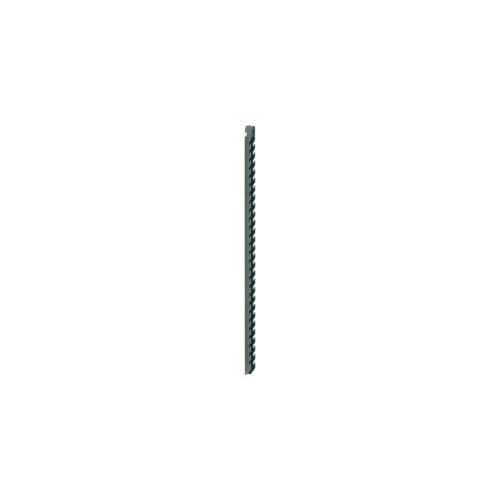 A single, narrow, elongated jigsaw blade with serrated teeth stands upright like the Metro SWU45K3 SmartWall Upright, Metroseal Green Epoxy, 45 against a plain white background.