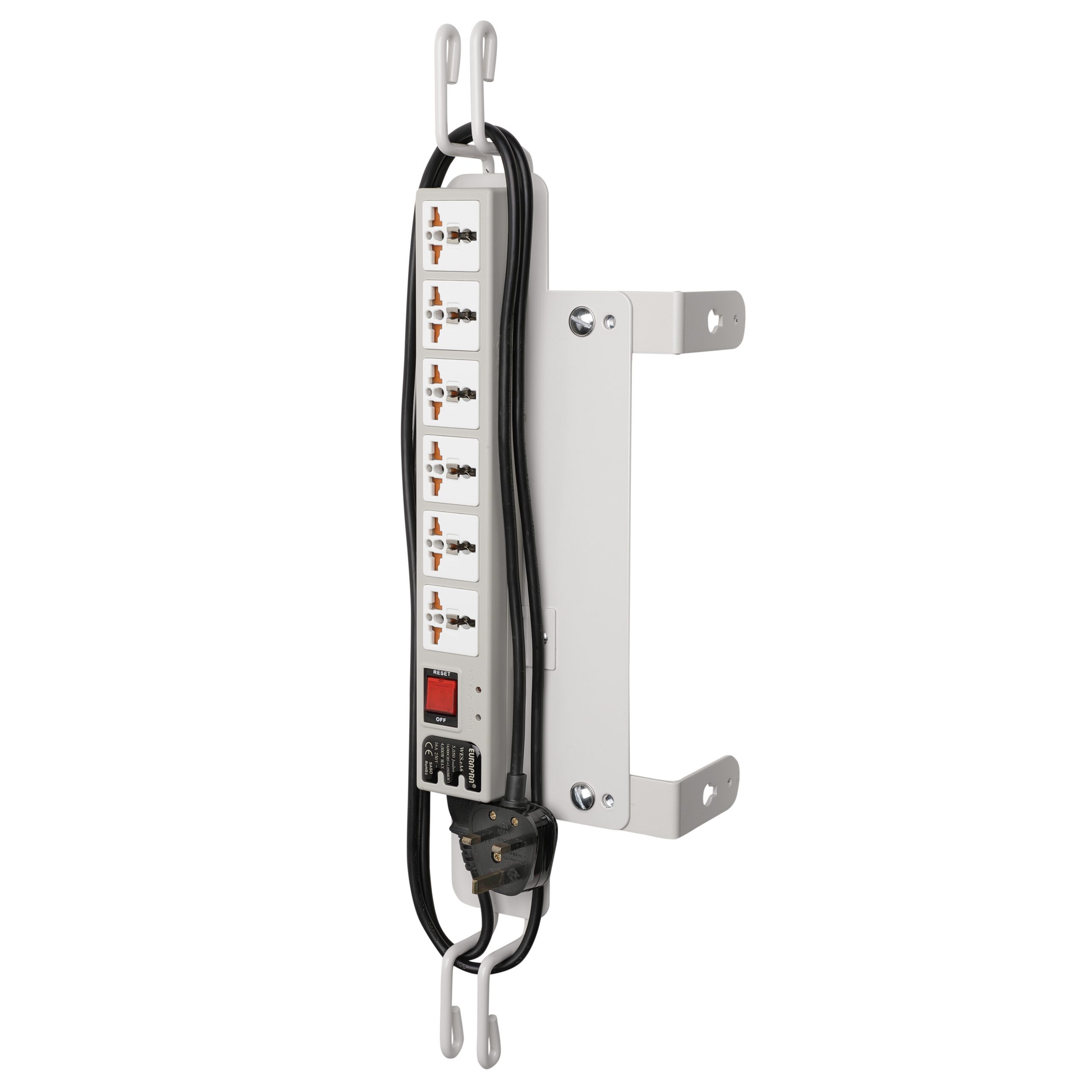 Hospital-Grade Universal 6-Outlet Power Strip for Flexline and Lifeline Carts, Type G Plug
