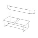 The Metro MS-CSBH PrepMate Cleaning and Sanitizing Bucket Holder is a sleek silver rectangular metal wire basket with an open frame, ideal for organizing kitchens or bathrooms. Its handy hooks enhance functionality in any space.