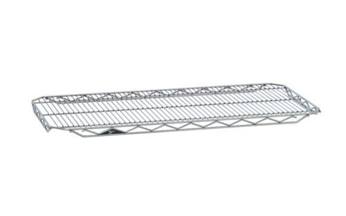 g1aqellsmnpuyrho34n02u5rh0vzgfwo.jpg The Metro 1448QC qwikSLOT Wire Display Shelf in chrome offers a 14 x 48 flat surface with a strong frame and crisscrossed support bars for durability, ideal for organizing or storing items.
