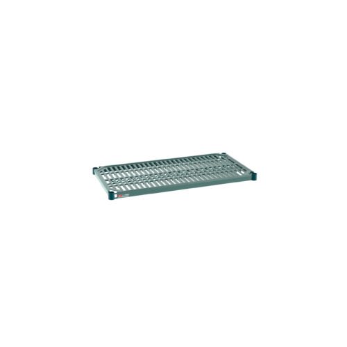 The Metro Super Erecta Pro PR1836NK3 Restaurant Shelf (18 x 36) comes with a removable plastic mat, featuring reinforced edges and corner brackets, making it ideal for organizing and storage in homes or businesses.