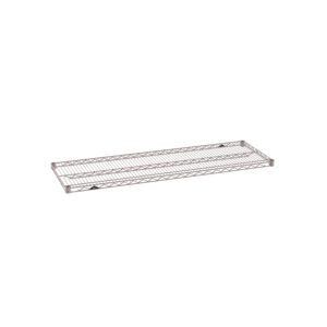 The Metro Super Erecta 1854NK4 Industrial Wire Shelf in Metroseal Gray Epoxy features a rectangular grid with reinforced edges, measuring 18 x 54, and its sturdy design contrasts against the white background.
