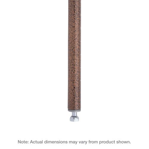 A close-up of the Metro 74P-DCH Super Erecta SiteSelect Industrial Wire Shelving Post, 74 H with a Copper Hammertone finish. The cylindrical metal leg has a chrome foot and hexagonal base. Note: Actual dimensions may vary from those shown.