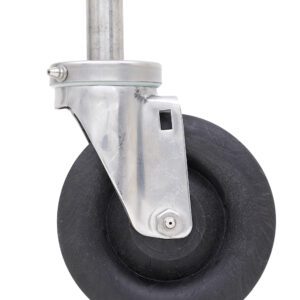 Displayed against a plain white background is one Metro 5MHTN 5 Nylon High-Temperature Autoclave Swivel Stem Caster for Super Erecta Industrial Wire Shelving Racks.