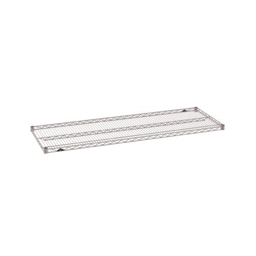 The Metro Super Erecta 2160NK4 Industrial Wire Shelf, measuring 21 x 60, showcases a sturdy grid-pattern metal wire design with a sleek Metroseal Gray Epoxy finish, providing stylish and reliable storage.
