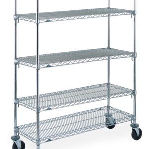 The Metro Super Adjustable Super Erecta 5A436BC is a chrome wire shelving unit with five shelves and caster wheels, measuring 21 x 36 x 67.875, ideal for storage or organization. Dimensions may vary from those shown.