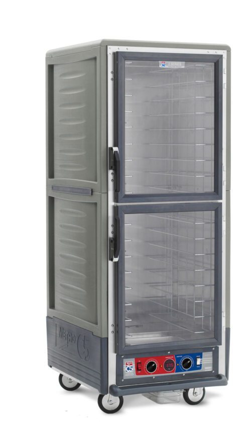 The Metro C539-CLDC-4-GY C5 3 Series is a full-height insulated holding/proofing cabinet with Dutch clear doors and fixed wire slides. Powered at 120V and 1440W, its perfect for transporting and keeping food warm.