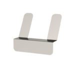 The Metro GB-HOOK Stainless Steel Gowning Bench Shoe Hook is a minimalist, white wall-mounted bracket with two vertical supports extending from a horizontal base, ideal for holding or displaying items against a plain white background.