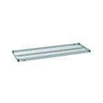 The Metro Super Erecta 2160NK3 Industrial Wire Shelf, measuring 21 x 60, is crafted with a Metroseal Green Epoxy metal wire frame featuring an open grid design and is highlighted by a label in one corner against a crisp white background.