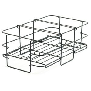 The Mightylite MLW1 Wire Serving Ring is a sleek, two-level black metal rack designed to hold up to four bottles. Its open structure ensures easy access and visibility.