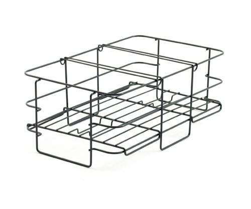 The Mightylite MLW1 Wire Serving Ring is a sleek, two-level black metal rack designed to hold up to four bottles. Its open structure ensures easy access and visibility.