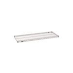 The Metro Super Erecta 1848NK4 Industrial Wire Shelf in Metroseal Gray Epoxy is a durable 18 x 48 rectangular shelf with a grid pattern and reinforced edges, perfect for storage or organization in shelving units or rack systems.