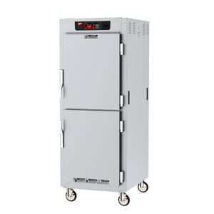 The Metro C589L-SDS-UPDCA C5 8 Series is a full-height holding cabinet with Dutch solid/clear doors, universal wire slides, and a digital control panel. It features door handles, wheels for easy mobility, and displays temperature settings. Powered by 120V, 60Hz at 1440W for optimal efficiency.