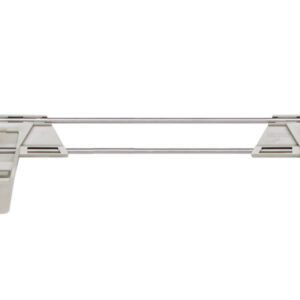 This sleek hanger features a minimalist design with a central rod, sturdy hooks, and four adjustable clips for secure clothing storage. Ideal for MetroMax i Industrial Plastic Shelving, its compatible with 60 Metro MXL60-2S Shelf Ledge systems, adding industrial flair to any closet.