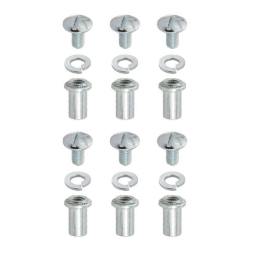 htwy9mxcmpt99x3ux388s7tkupbcavm0.jpg A set of Metro 9950Z End Stops, ideal for tote racks, includes six silver Chicago screws with slotted heads, each paired with a washer and post, arranged in three vertical rows. Conveniently packaged in a bag of six.