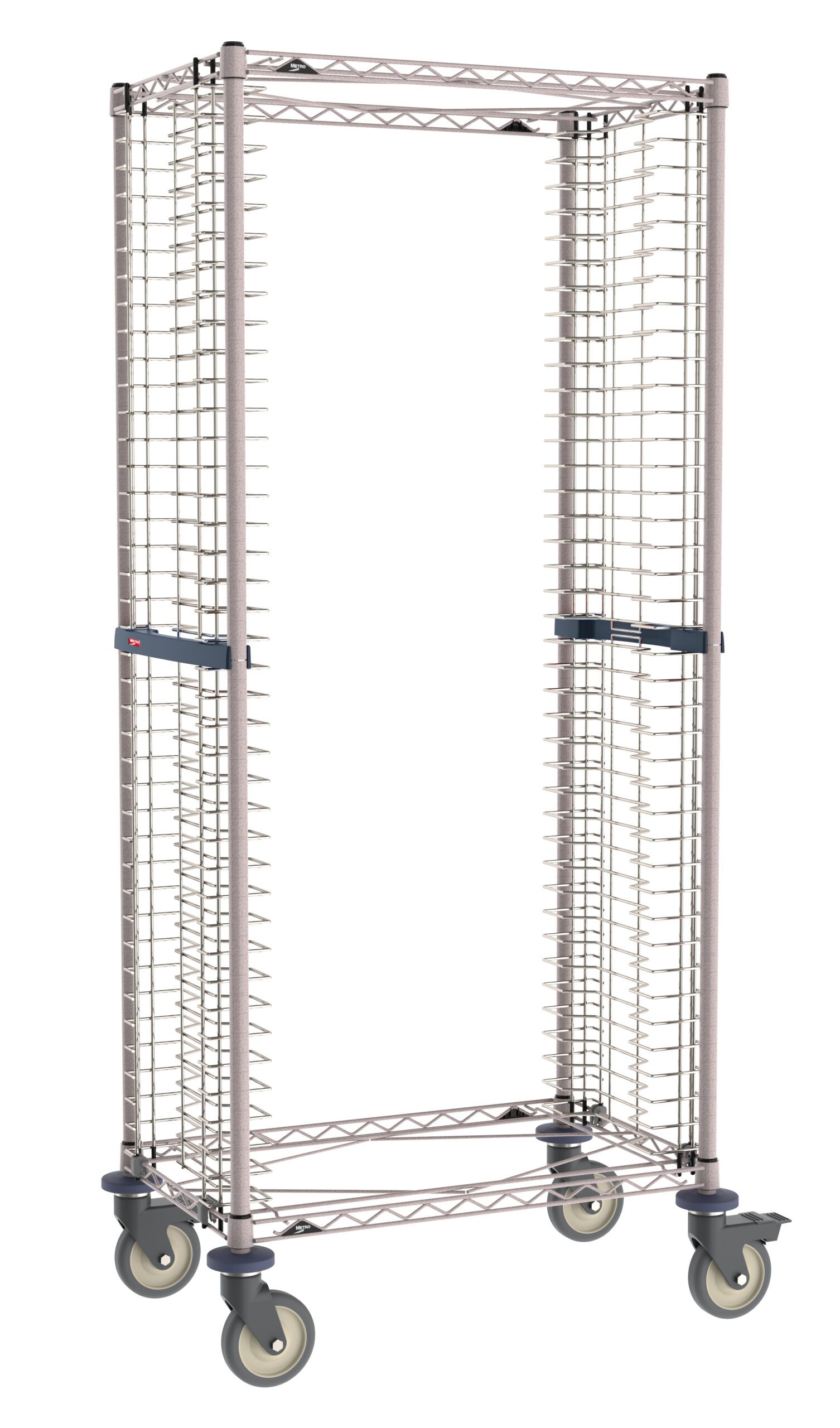 Side-Load Stainless Steel/Metroseal Gray Wire Bun Pan Rack