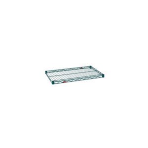 The Metro Super Erecta 1830NK3 Industrial Wire Shelf, measuring 18 x 30, features a rectangular design with a diamond-patterned edge, open grid structure, and a Metroseal Green Epoxy finish that contrasts against the white background.