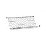 The Metro 1836DNC Super Erecta Slanted Shelf, 18 x 36, is a sleek dish rack with horizontal bars for drying plates. It includes mounting brackets for wall installation, offering a space-efficient kitchen solution.