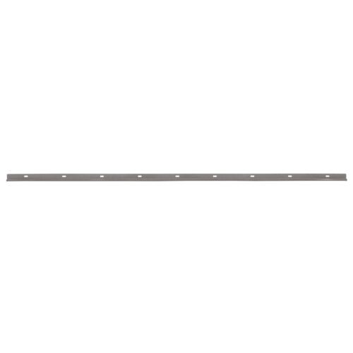 j57olzk5p8ihz74ldnohxdv4fbittmgb.jpg A 72-inch Metro SW72K4 SmartWall Wall Track in Metroseal Gray Epoxy stretches horizontally across a white background with evenly spaced holes.