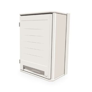The Metro SXRSOH27P2S Starsys Overhead Cabinet boasts a vertical white design with textured surface and pull-down door, displayed from the front-side on a plain background.
