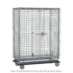 The Metro SEC56LC Super Erecta Heavy-Duty Mobile Security Shelving Unit in chrome boasts a metal wheeled wire cage with secure latch, standing on four casters. Dimensions: 28.0625 x 63.125 x 68.4375.
